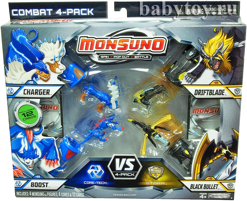 Monsuno    4  (Combat 4-Packs) - Charger, Driftblade, Boost, Bleck Bullet